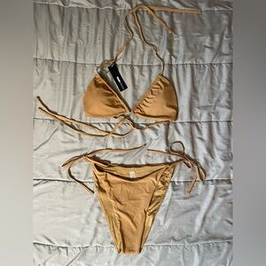 NWT Fashion Nova Golden Bikini Set Size 1X